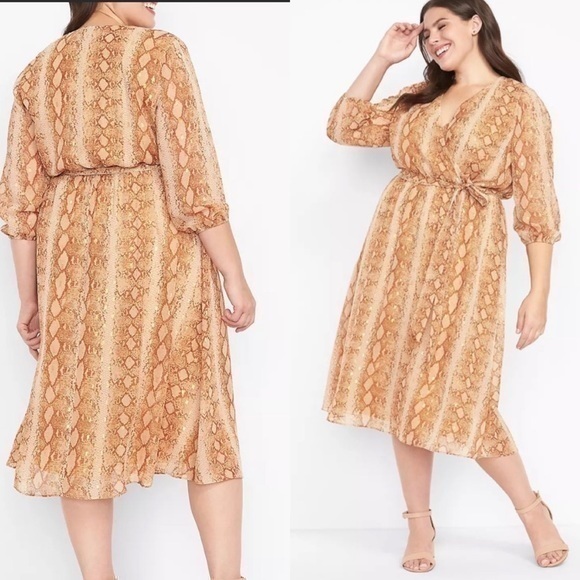 Lane Bryant NWOT snake print gold detailed dress - Picture 1 of 10